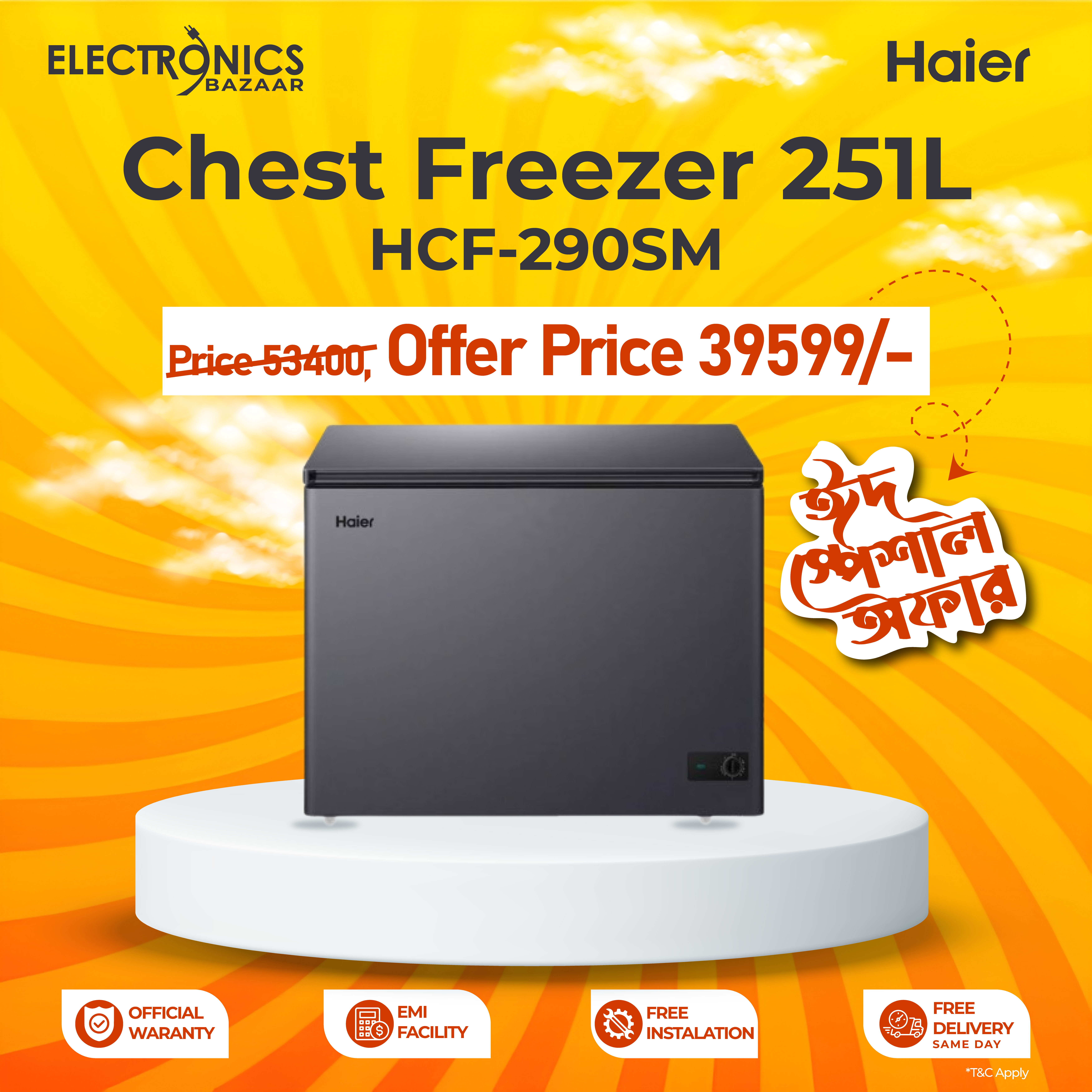 Haier HCF-290SM 251 Liter Chest Freezer With Official Warranty