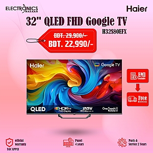 Haier 32 Inch QLED H32S80FEX FHD Bezel-Less Google TV