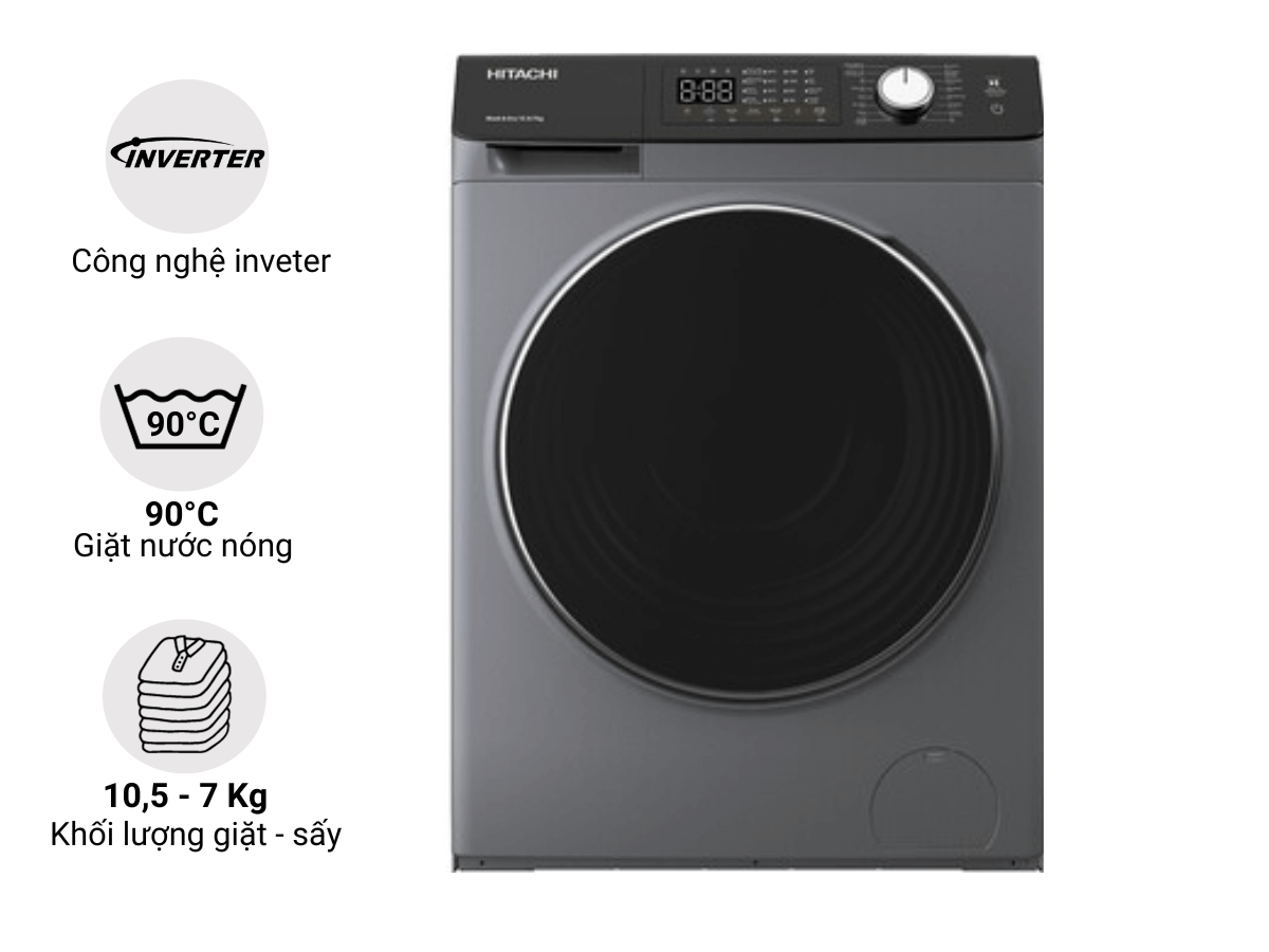 Hitachi Official 10.5 KG Front Loading Washer Dryer (BD-D1054HVOS)
