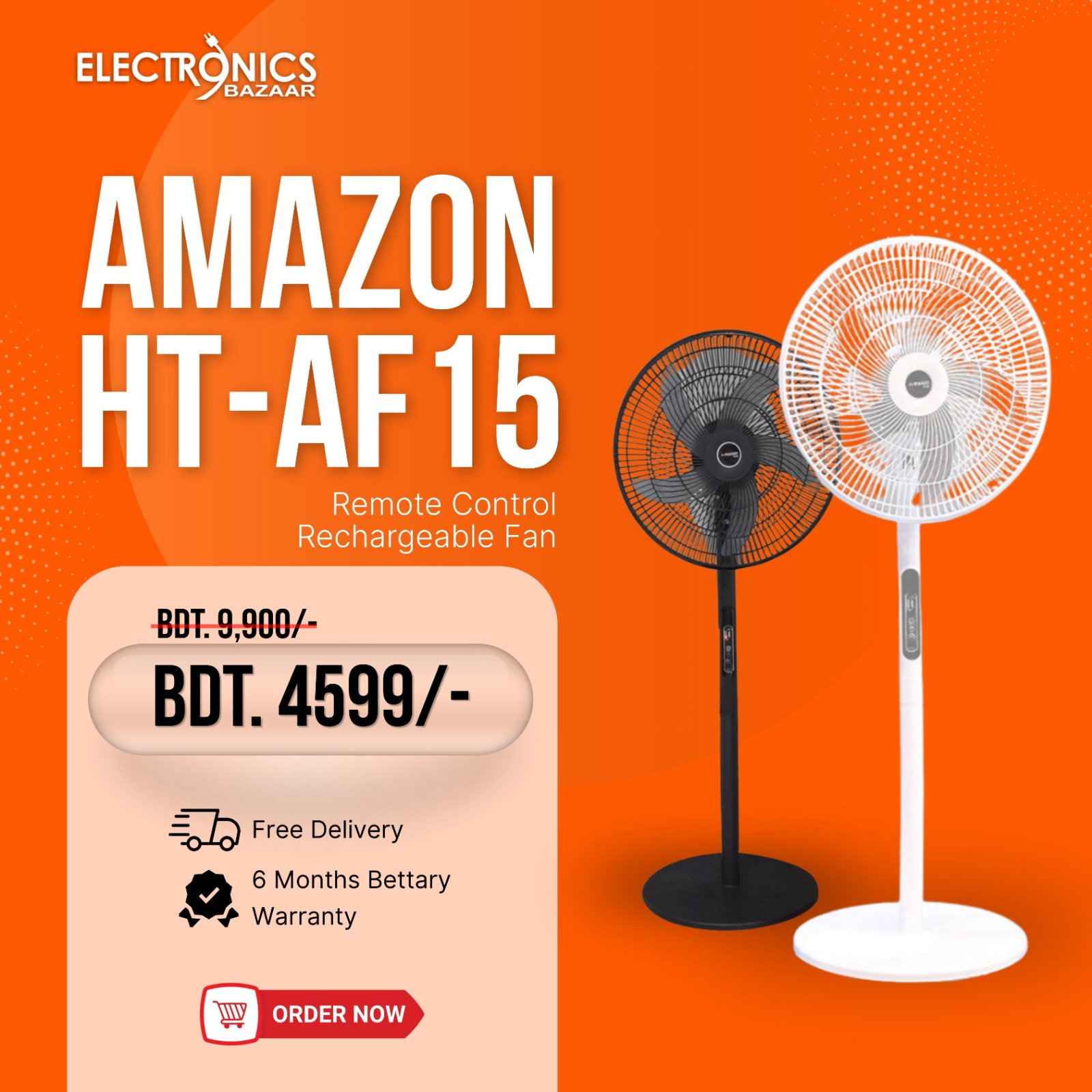 Amazan HT-AF15 Remote Control 15000Amp Battery  Rechargeable Fan